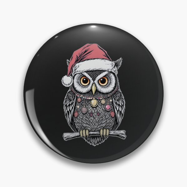 Item preview, Christmas Owl – Bold Line Art Print | Festive Round Owl with Ornaments designed and sold by ColorSplash123.