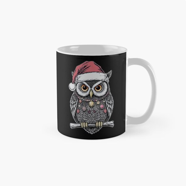 Item preview, Christmas Owl – Bold Line Art Print | Festive Round Owl with Ornaments designed and sold by ColorSplash123.