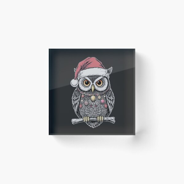 Item preview, Christmas Owl – Bold Line Art Print | Festive Round Owl with Ornaments designed and sold by ColorSplash123.