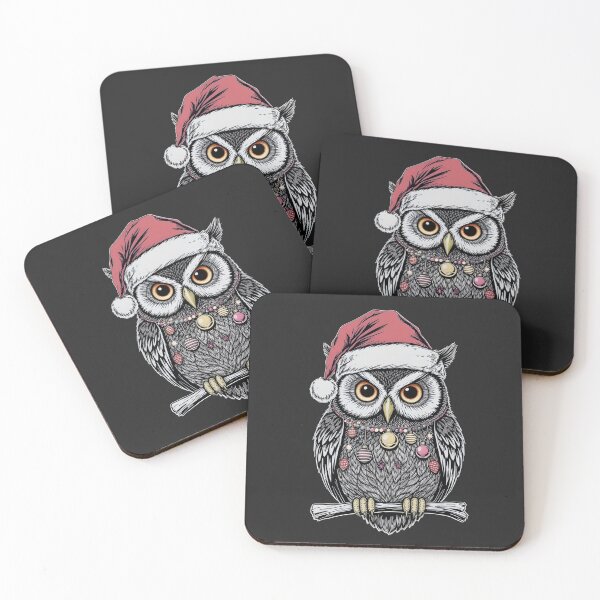 Item preview, Christmas Owl – Bold Line Art Print | Festive Round Owl with Ornaments designed and sold by ColorSplash123.