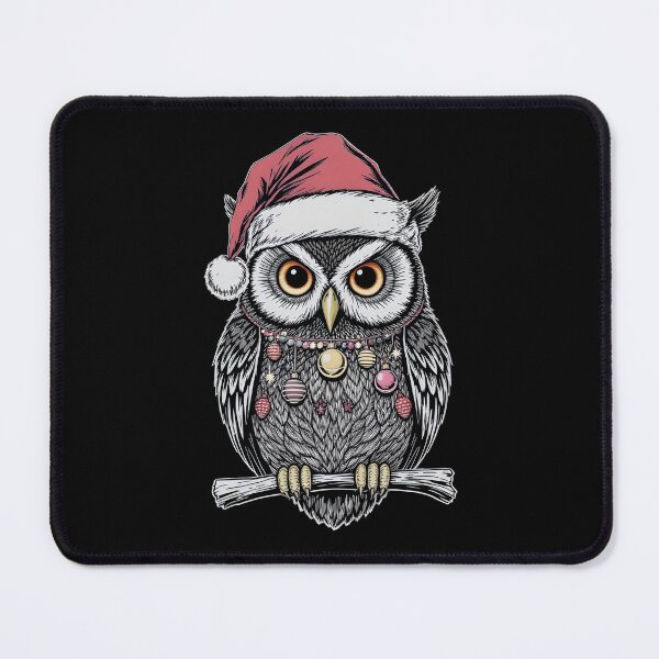 Item preview, Christmas Owl – Bold Line Art Print | Festive Round Owl with Ornaments designed and sold by ColorSplash123.