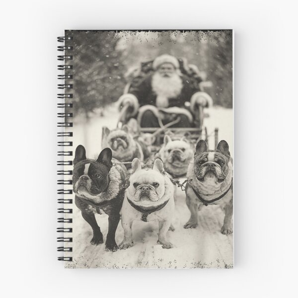 Item preview, Vintage Photo of French Bulldog Sled Dogs Pulling Santa's Sleigh designed and sold by Serene woods.