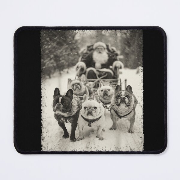 Item preview, Vintage Photo of French Bulldog Sled Dogs Pulling Santa's Sleigh designed and sold by Serene woods.