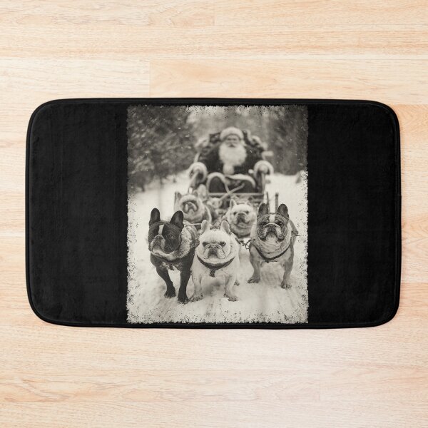 Item preview, Vintage Photo of French Bulldog Sled Dogs Pulling Santa's Sleigh designed and sold by Serene woods.