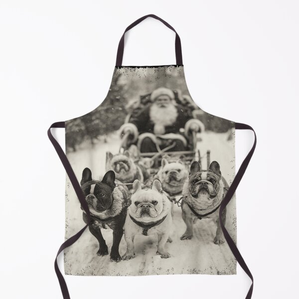 Item preview, Vintage Photo of French Bulldog Sled Dogs Pulling Santa's Sleigh designed and sold by Serene woods.