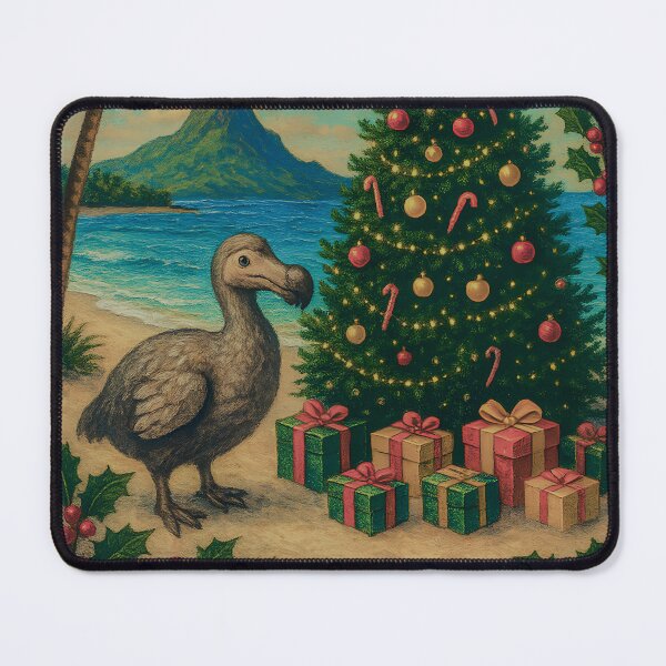 Item preview, Tropical Christmas Artwork with Dodo Bird and Tree on a Mauritius Beach – Festive Island Illustration designed and sold by darryllouis245.