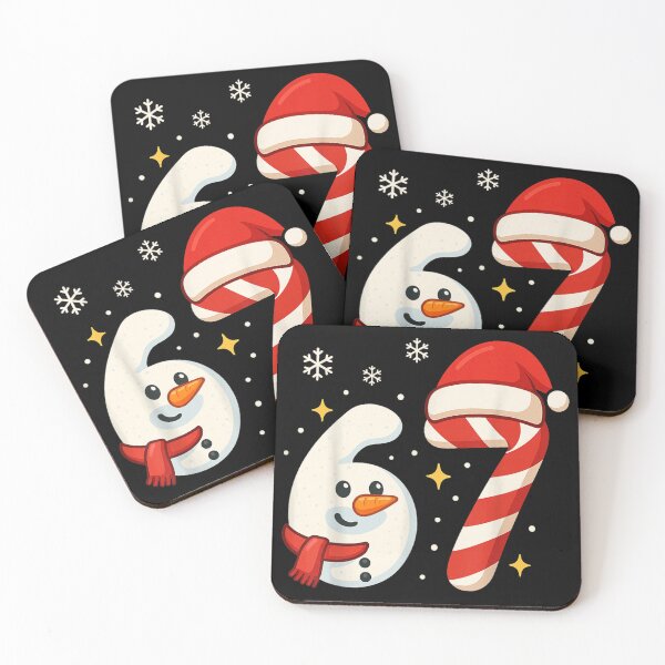 Item preview, Snowman and Candy Cane Christmas Countdown Numbers 6 and 7 Design designed and sold by Serene woods.