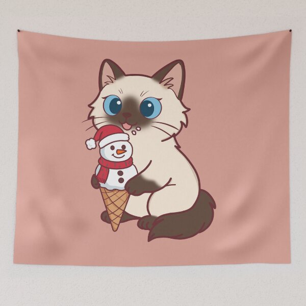 Item preview, Kawaii Ragdoll Cat with Snowman Ice Cream designed and sold by BGMeYou.