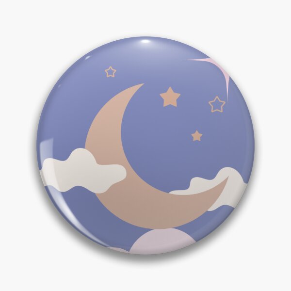 Item preview, Pink moon in clouds and stars designed and sold by Nitachan.