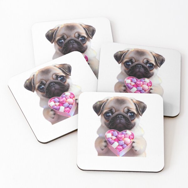 Item preview, Kawaii Pug Puppy With Pink Candy Heart Valentine Theme designed and sold by GrumpySableye.