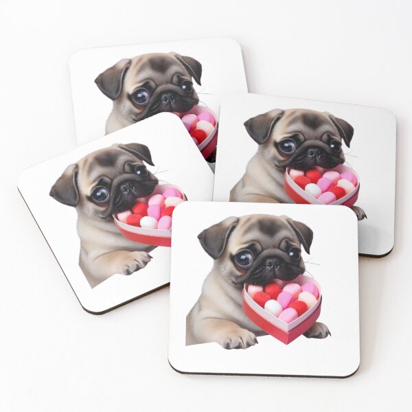 Item preview, Sweet Pug Puppy With Candy Box Cute Valentine designed and sold by GrumpySableye.