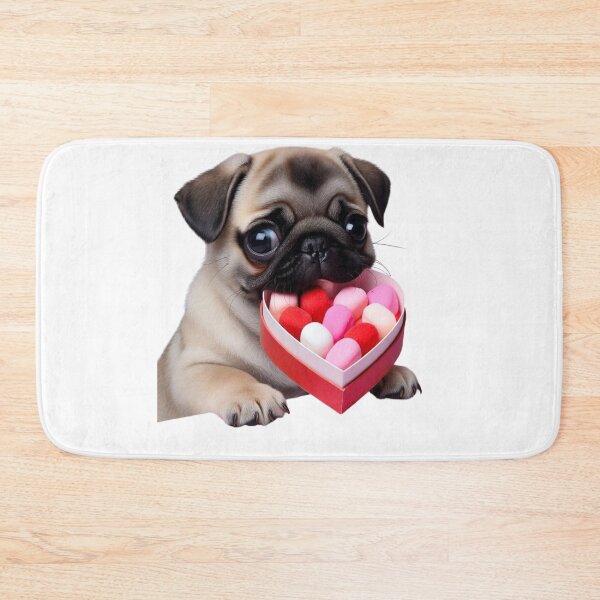 Item preview, Sweet Pug Puppy With Candy Box Cute Valentine designed and sold by GrumpySableye.