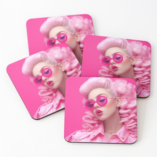 Item preview, Emotion pink wig woman. Wide open mouth. Pink lips makeup designed and sold by anytka.