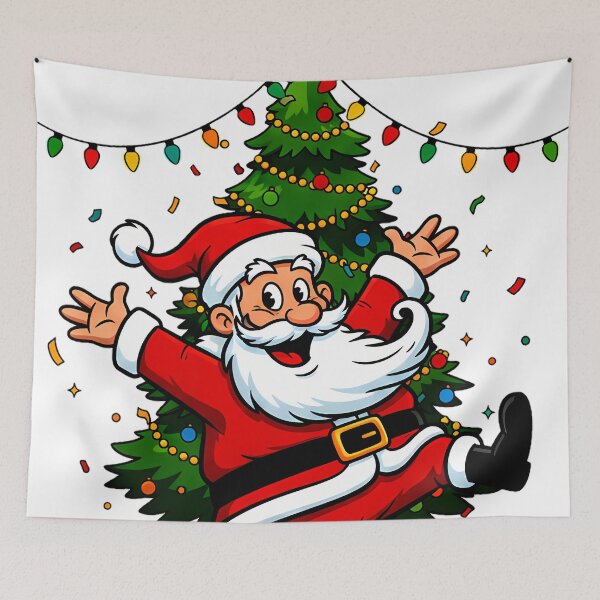 Item preview, Dancing Santa by the Tree – Joyful Christmas Celebration Design designed and sold by meesub.