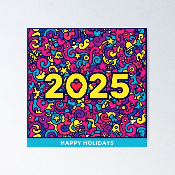 Item preview, 2025 Happy Holidays Colorful Heart Celebration Design designed and sold by SplashTastic.