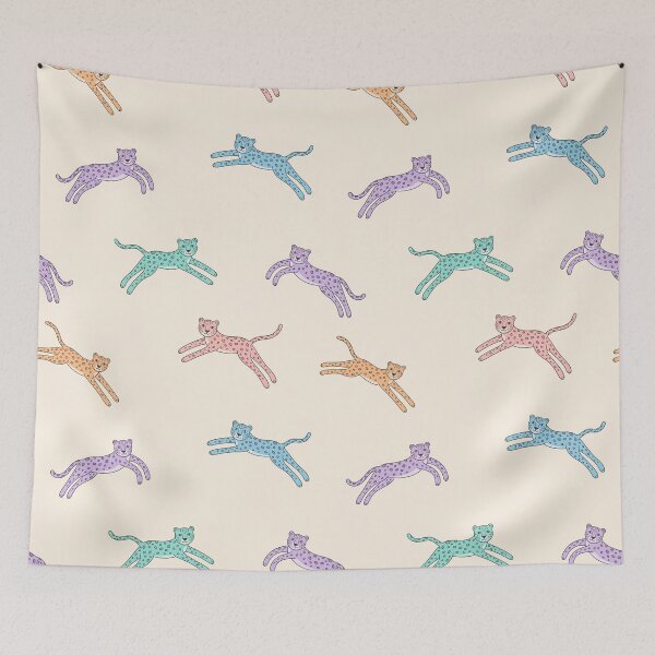 Item preview, Colorful Jumping Leopards – Cute Minimalist Cat Patter designed and sold by arnalogard.