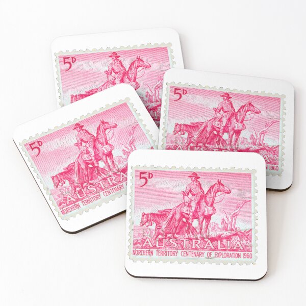 Item preview, Australian Pink Exploration Centenary Vintage Postage Stamp designed and sold by red-amber65.