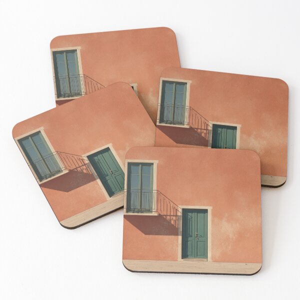 Item preview, Bright orange wall with green door designed and sold by anytka.