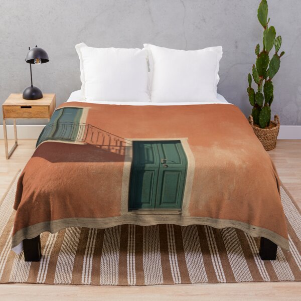 Item preview, Bright orange wall with green door designed and sold by anytka.
