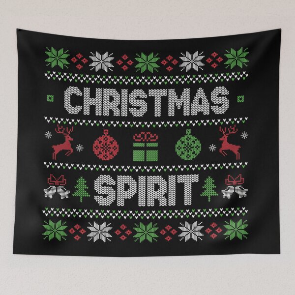 Item preview, Christmas Spirit Knitted Ugly Sweater Pattern with Reindeer and Ornament designed and sold by River Silva.