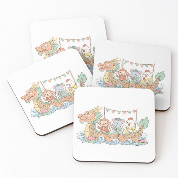 Item preview, Cute Zodiac Animals Dragon Boat designed and sold by JessieJoyStudio.