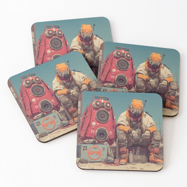 Item preview, Wasteland Survivor and Red Speaker Robot | Cel-Shaded Post-Apocalyptic Art designed and sold by MetroEnvision.