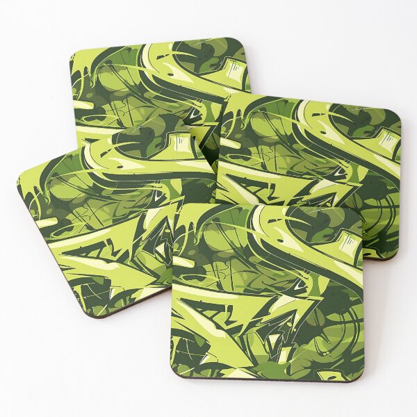 Item preview, Olive green graffiti pattern designed and sold by Made-by-Gus.