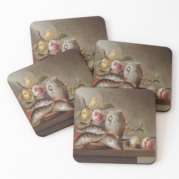 Item preview, Vintage Art | Still Life with Earthenware Jar, Fish, and Fruit designed and sold by UBU-space.