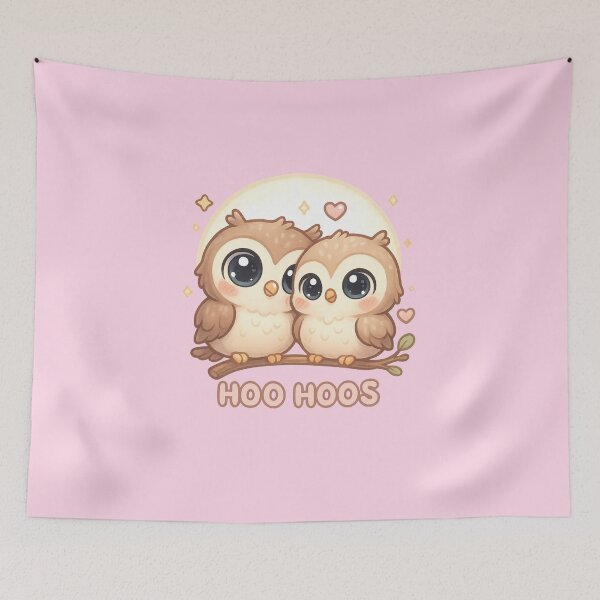 Item preview, HOO HOOS – Chibi Owls Under Moonlight (Cute Pastel Illustration) designed and sold by JonelCrafts.