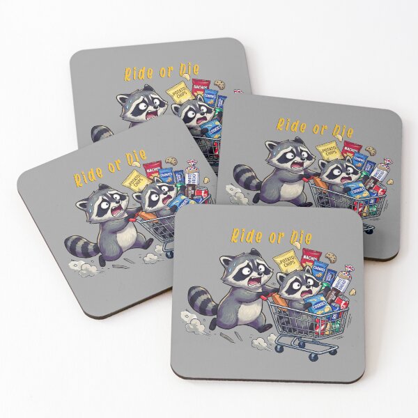 Item preview, Funny Chaotic Raccoons Snack Run - Trash Panda Shopping Spree designed and sold by Tiny-roar-studio.