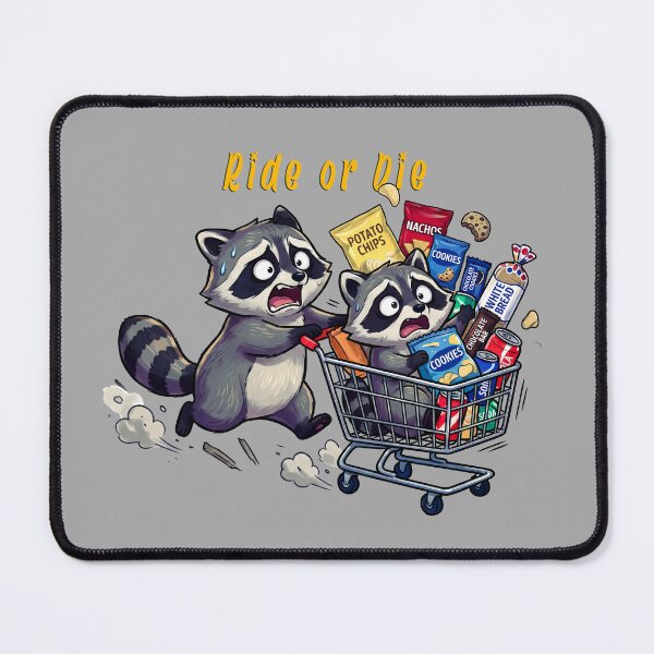 Item preview, Funny Chaotic Raccoons Snack Run - Trash Panda Shopping Spree designed and sold by Tiny-roar-studio.