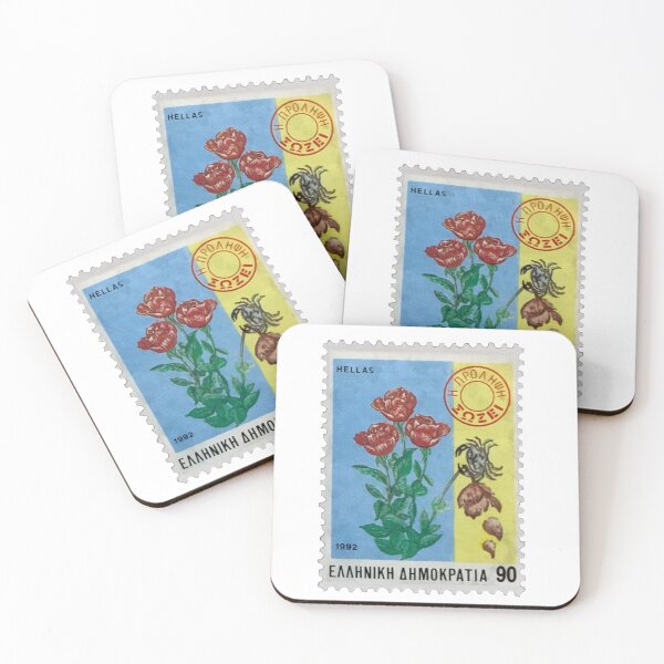 Aperçu de l'œuvre Timbre-poste vintage de roses grecques Hellas créée et vendue par red-amber65.