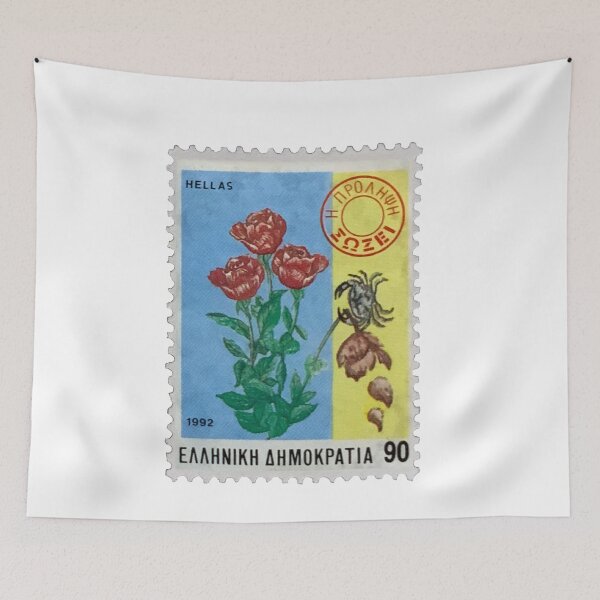 Aperçu de l'œuvre Timbre-poste vintage de roses grecques Hellas créée et vendue par red-amber65.