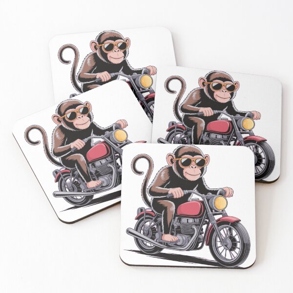 Item preview, Cool Monkey Riding a Motorcycle – Funny Biker Cartoon Illustration designed and sold by Royalsticker.