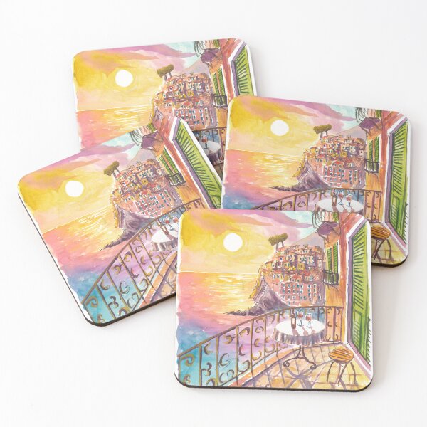 Item preview, Romantic Cinque Terre Riomaggiore Sunset Vista from Sea Balcony designed and sold by artshop77.