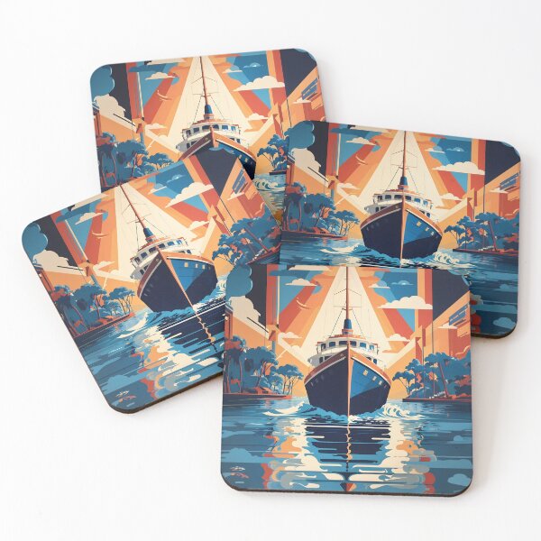 Item preview, Abstract poster of a boat in a canal designed and sold by Made-by-Gus.