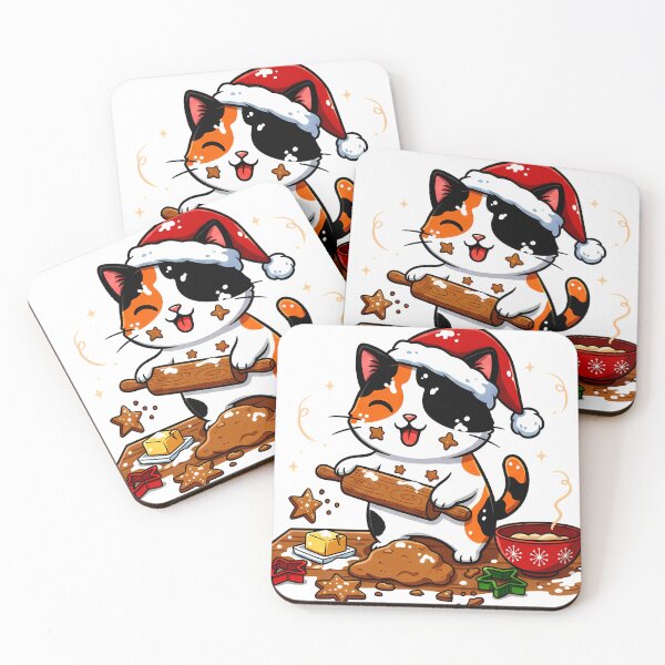 Item preview, Calico Cat Baking Cookies – Whimsical Christmas Kitchen Design designed and sold by meesub.