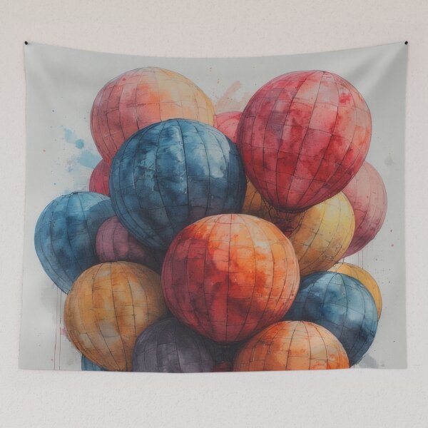 Item preview, Watercolor illustration of colorful hot air balloons designed and sold by Mianku | Für das Leben.