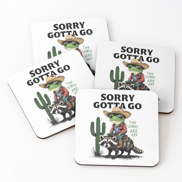 Item preview, Sorry Gotta Go The Vibes Are Off — Frog Cowboy Riding Raccoon designed and sold by Colorful-Garden.