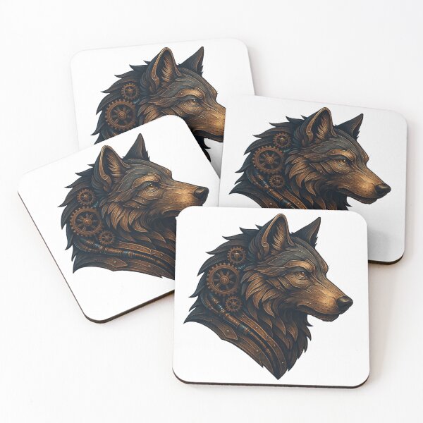 Item preview, Steampunk Wolf – Mechanical Brass Hunter designed and sold by Papier Atelier Art.