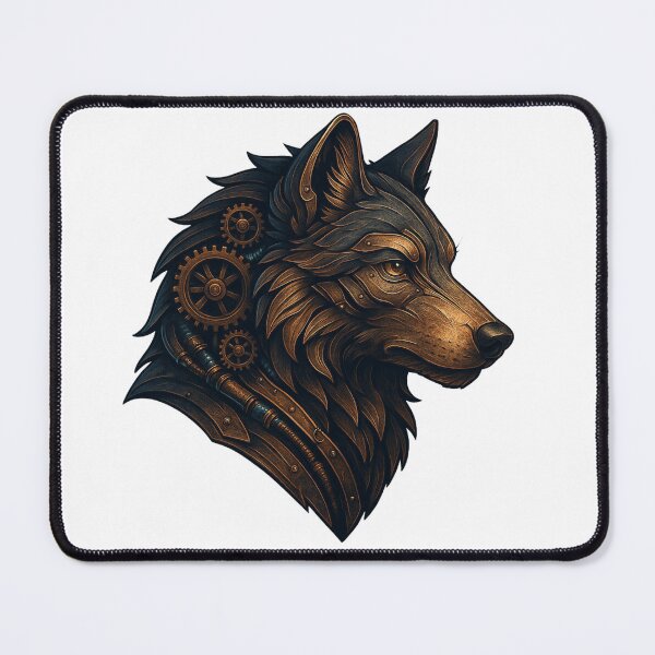 Item preview, Steampunk Wolf – Mechanical Brass Hunter designed and sold by Papier Atelier Art.