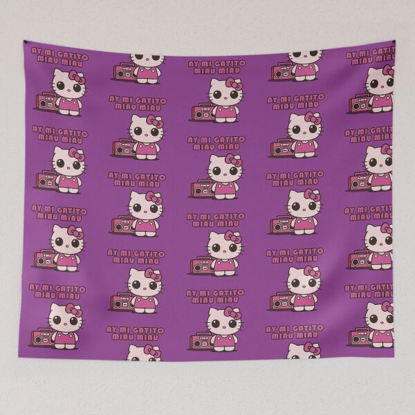 Item preview, AY MI GATITO MIAU MIAU – Cute Kawaii Cat Dance Meme Art | Pink Aesthetic Ribbon Kitty designed and sold by Mog Mog Eatalot – Tokyo x A’dam Mashup.