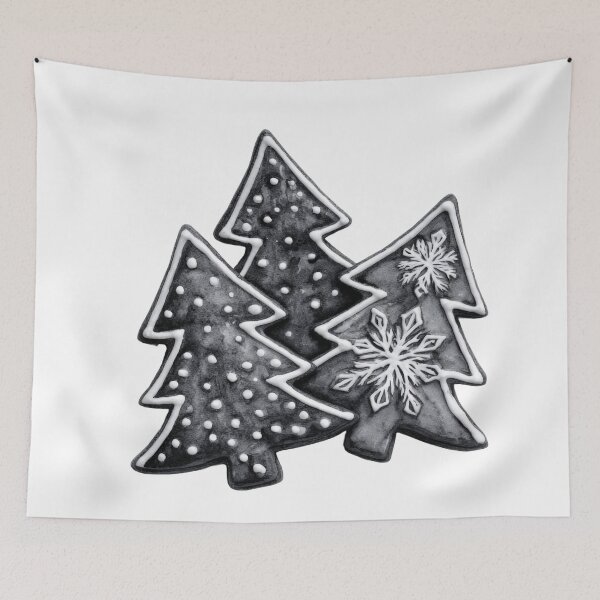 Item preview, Black and White Christmas tree cookies designed and sold by olenapetol.