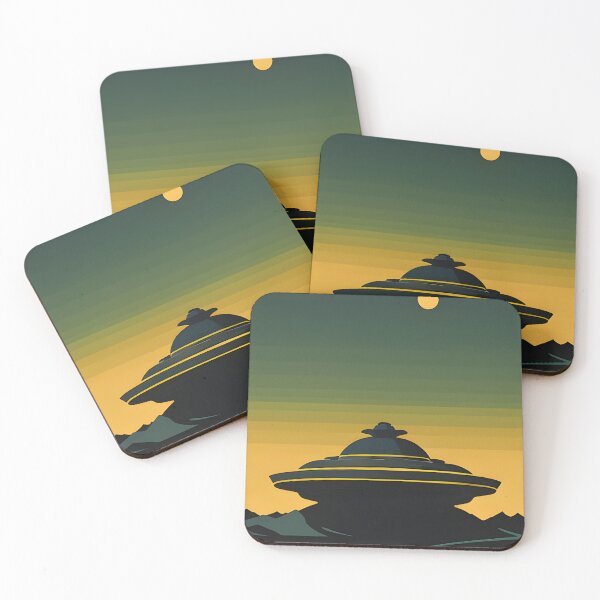 Item preview, Retro Sci-Fi Poster – Futuristic UFO landscape in a vintage look designed and sold by Bernd Friese.