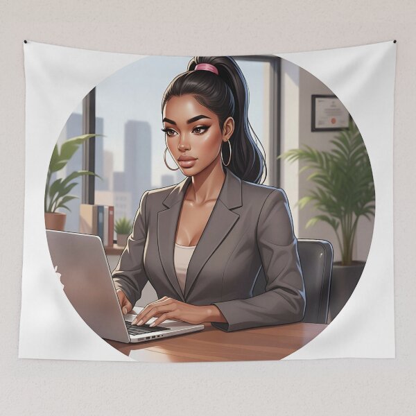 Item preview, Chic Black Career Girl Art designed and sold by GlamourCutieAI.