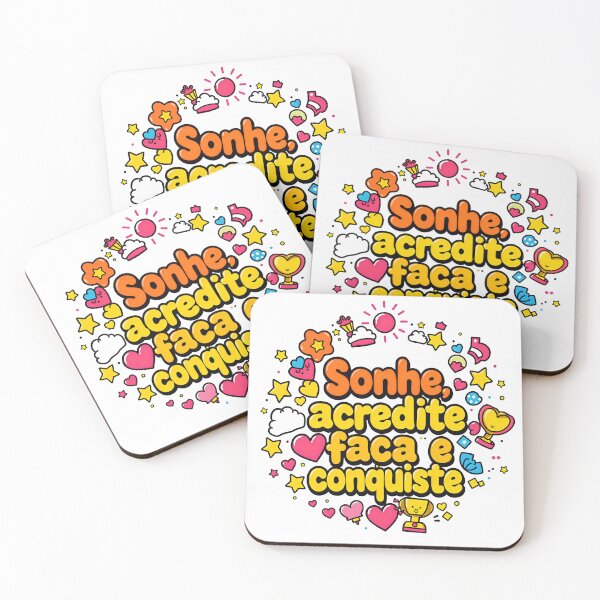 Item preview, Bright, bubbly Portuguese phrase “Sonhe, acredite, faça e conquiste” (Dream, believe, do, and conquer) designed and sold by Beleza e Estilo.