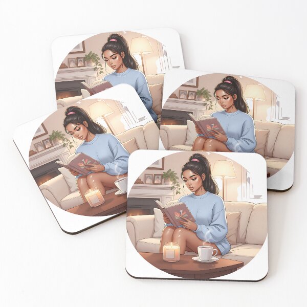 Item preview, Cozy Black Fashion Girl Reading a Book at Home designed and sold by GlamourCutieAI.