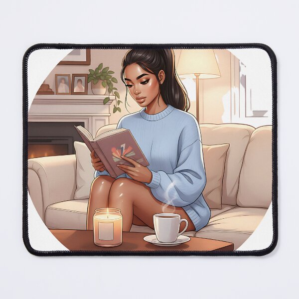 Item preview, Cozy Black Fashion Girl Reading a Book at Home designed and sold by GlamourCutieAI.