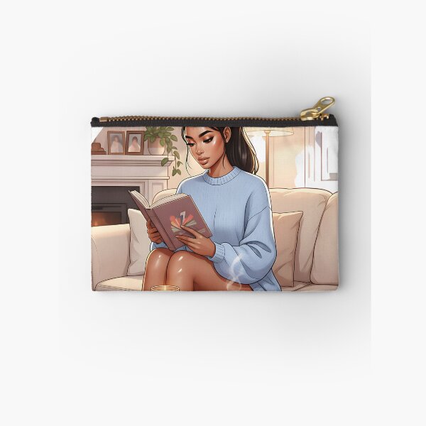 Item preview, Cozy Black Fashion Girl Reading a Book at Home designed and sold by GlamourCutieAI.