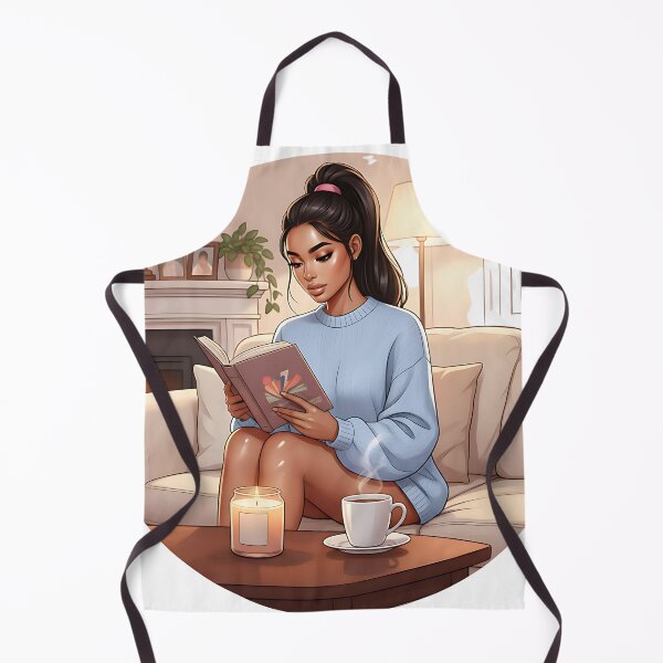 Item preview, Cozy Black Fashion Girl Reading a Book at Home designed and sold by GlamourCutieAI.